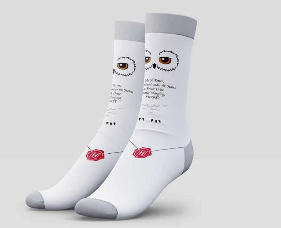 Harry Potter Adult Socks Hedwig White