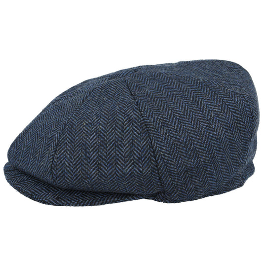 Wool Herringbone 8 Panel Newsboy Cap – Navy