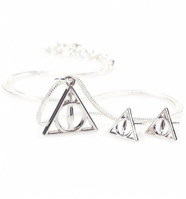 Deathly Hallows necklace and Stud Earring Set - Main Image
