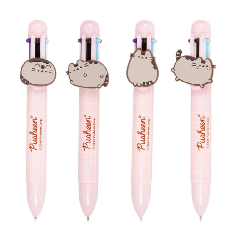 Pusheen the Cat Multi Colour Pen with Charm (6 Colours)