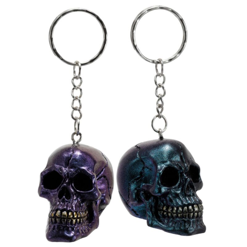 Skulls and Roses Dark Metallic & Gold Skull Keyring
