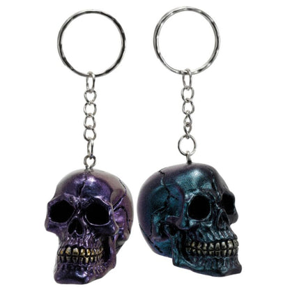 Skulls and Roses Dark Metallic & Gold Skull Keyring
