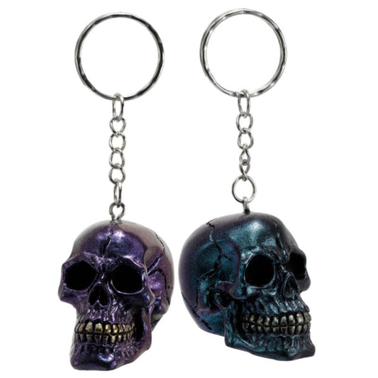 Skulls and Roses Dark Metallic & Gold Skull Keyring