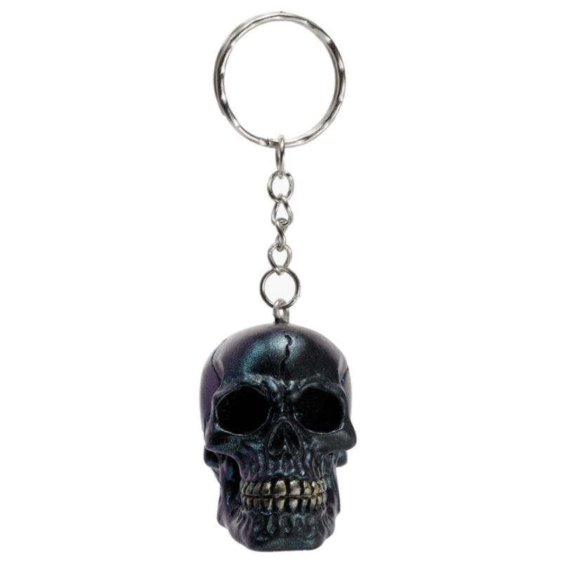 Skulls and Roses Dark Metallic & Gold Skull Keyring