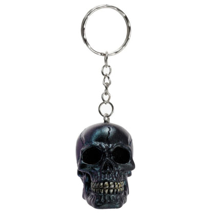 Skulls and Roses Dark Metallic & Gold Skull Keyring