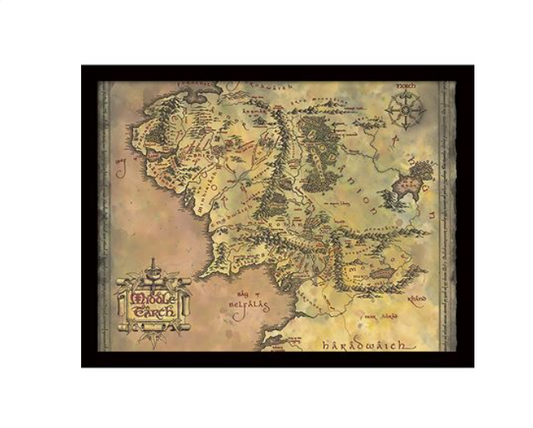 Lord of The Rings Middle Earth Map Collector Print Frame
