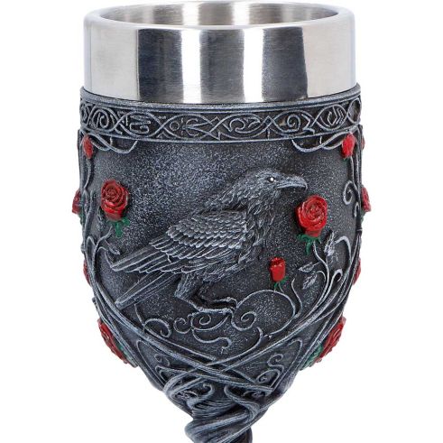 Twilight Bloom Gothic Raven Goblet 19.6cm