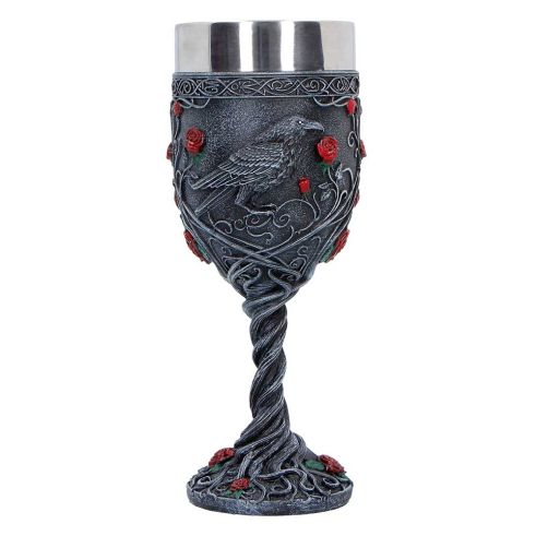 Twilight Bloom Gothic Raven Goblet 19.6cm