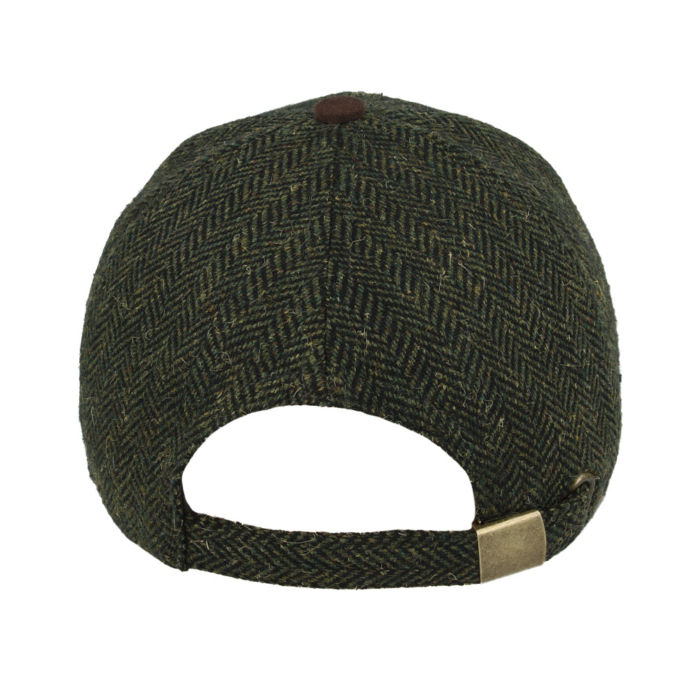 Herringbone With Suede Peak Baseball Cap – Green