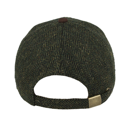 Herringbone With Suede Peak Baseball Cap – Green