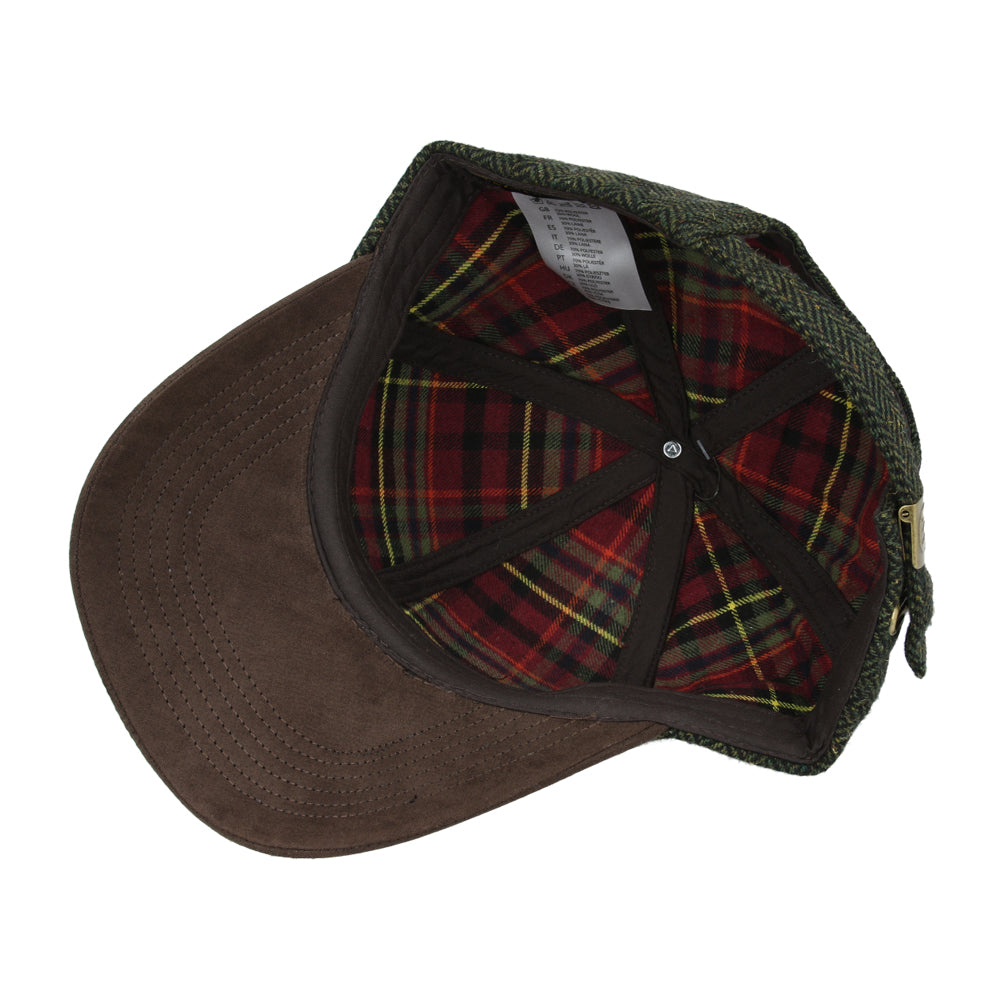 Herringbone With Suede Peak Baseball Cap – Green