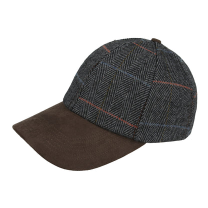 Herringbone Checked With Suede Peak Baseball Cap