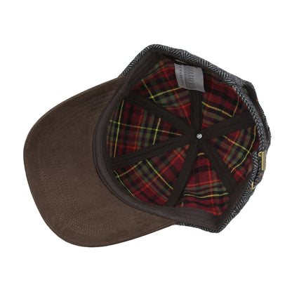 Herringbone Checked With Suede Peak Baseball Cap