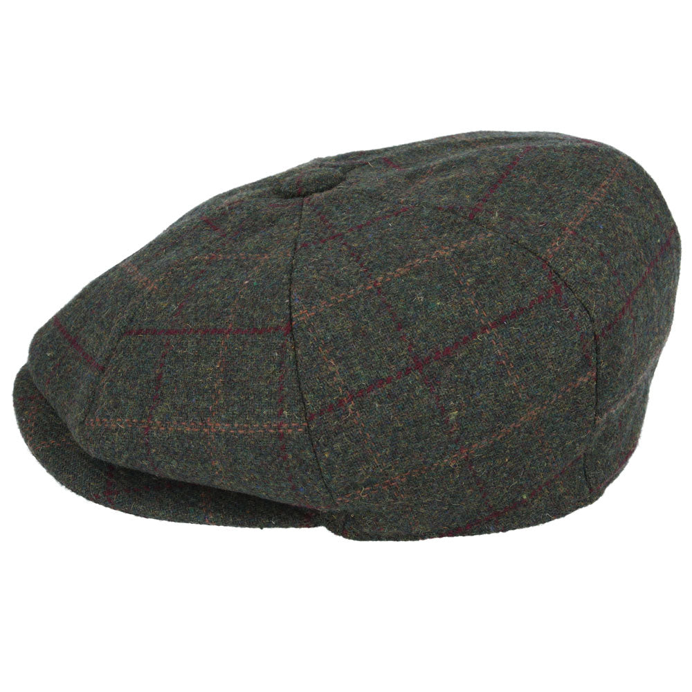 Wool Check Tweed Peaky Blinders Newsboy Cap - Green