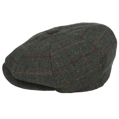 Wool Check Tweed Peaky Blinders Newsboy Cap - Green