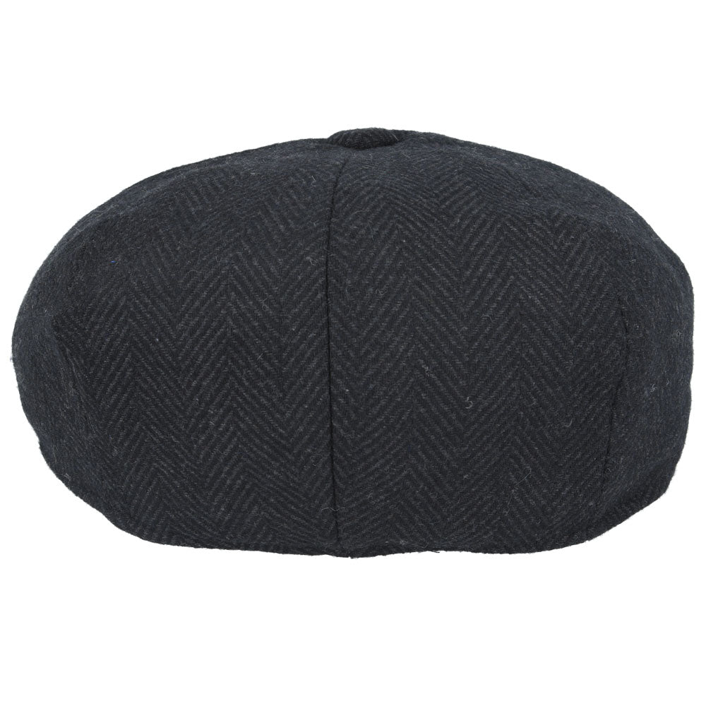 Country Tweed Herringbone Newsboy Cap – Black