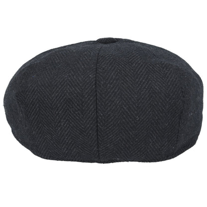 Country Tweed Herringbone Newsboy Cap – Black