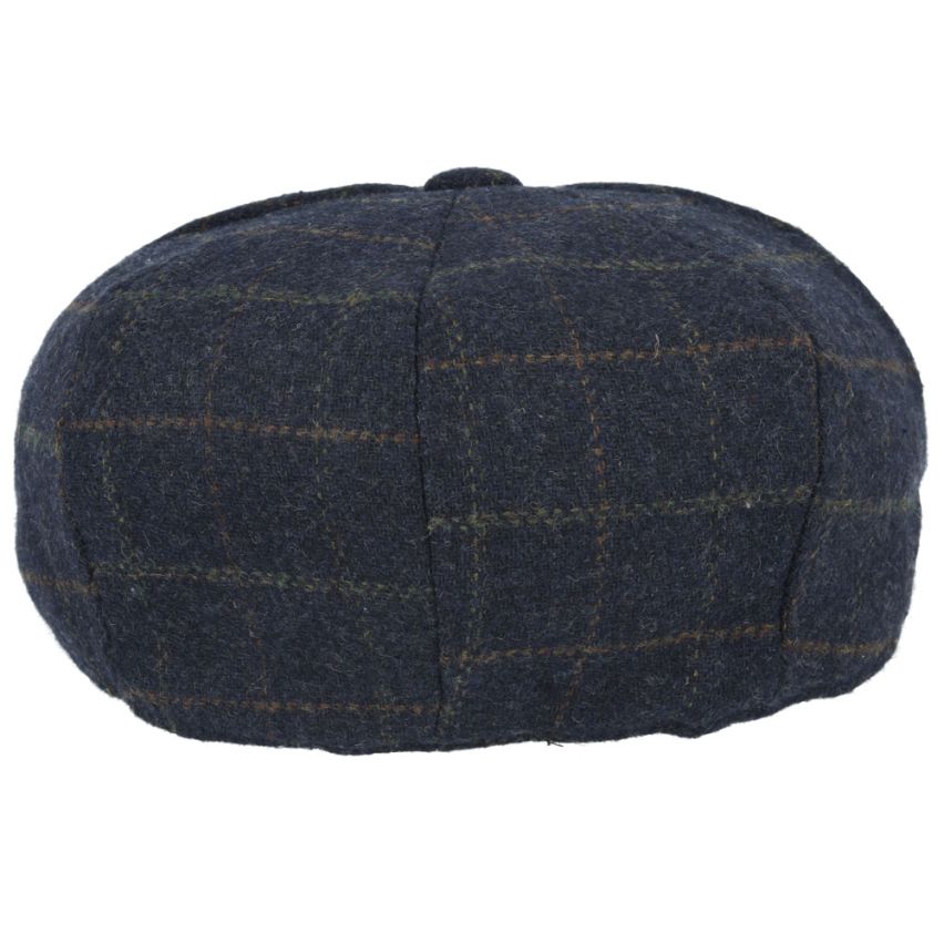 Wool Check Tweed Peaky Blinders Newsboy Cap - Navy
