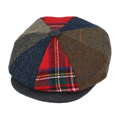 Donegal Tweed Herringbone Tartan Patch Newsboy Cap – Multi Colour