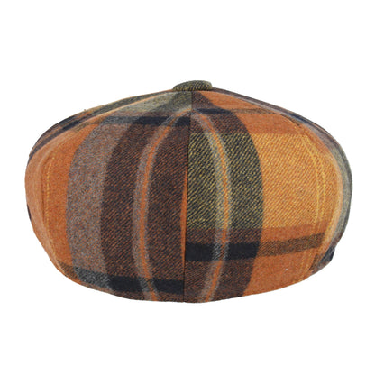 Check Tartan 8 Panel Newsboy Cap – Orange