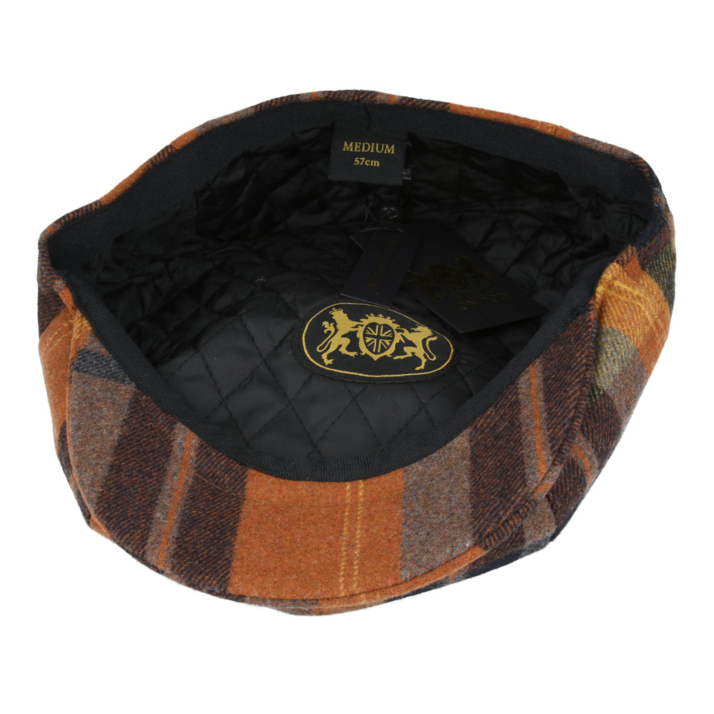 Check Tartan 8 Panel Newsboy Cap – Orange