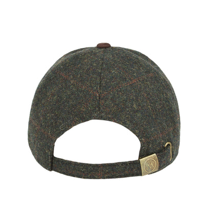 Checked Tweed Suede Baseball Cap – Green