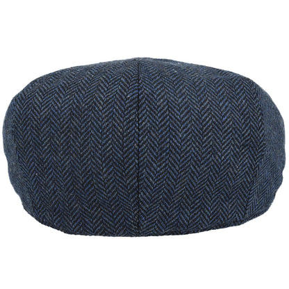 Wool Herringbone 8 Panel Newsboy Cap – Navy
