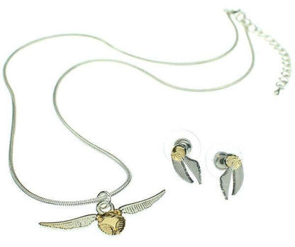 Harry Potter Golden Snitch Necklace And Stud Earring Set - Harry Potter gifts
