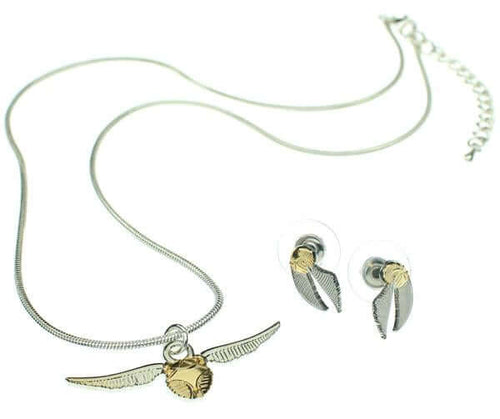 Harry Potter Golden Snitch Necklace And Stud Earring Set