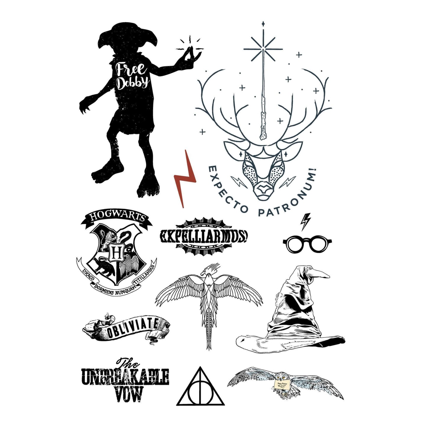 Official Harry Potter Temporary Tattoos (35 tattoos) at the best quality and price at House Of Spells- Fandom Collectable Shop. Get Your Harry Potter Temporary Tattoos (35 tattoos) now with 15% discount using code FANDOM at Checkout. www.houseofspells.co.uk.