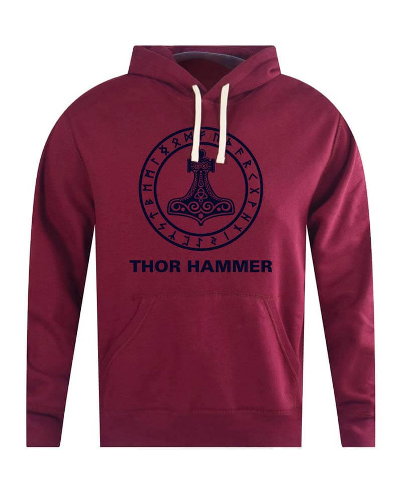 Hoodie Thor Hammer-Maroon | Viking costume