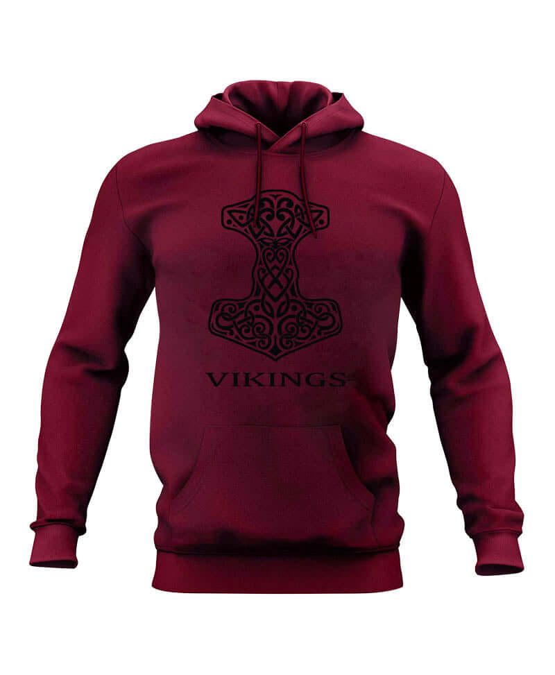 Thor Hammer Hoodie-Maroon | Viking costume