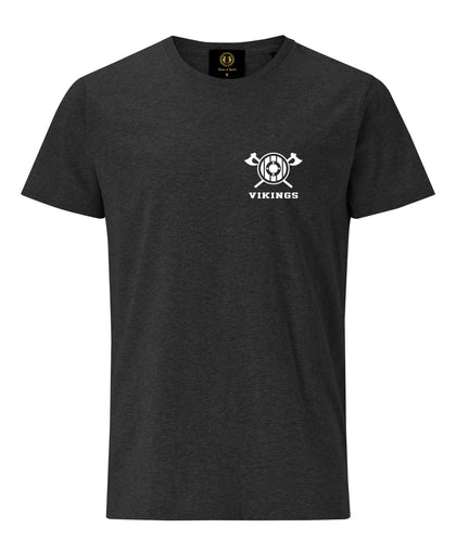 Embroidered Axe & Shield T-Shirt- Charcoal Melange  | Viking shop