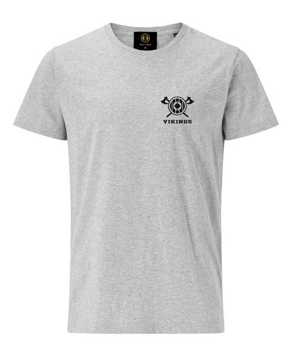 Embroidered Axe & Shield T-Shirt-Grey | Viking gifts