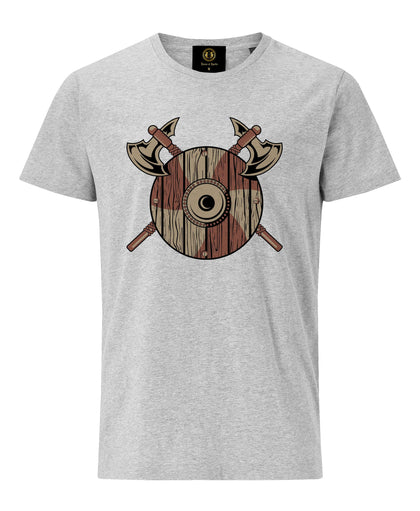 Viking Shield With Axes T-shirt- Grey | Viking costume