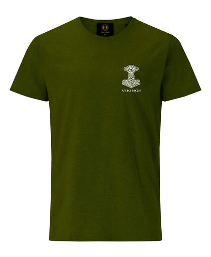 Thor hammer Embroidered T-Shirt- Kiwi Green | Viking costume