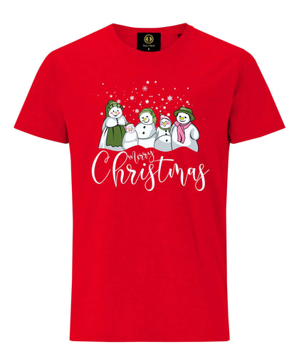 Christmas Snowman Family T-Shirt- Red
