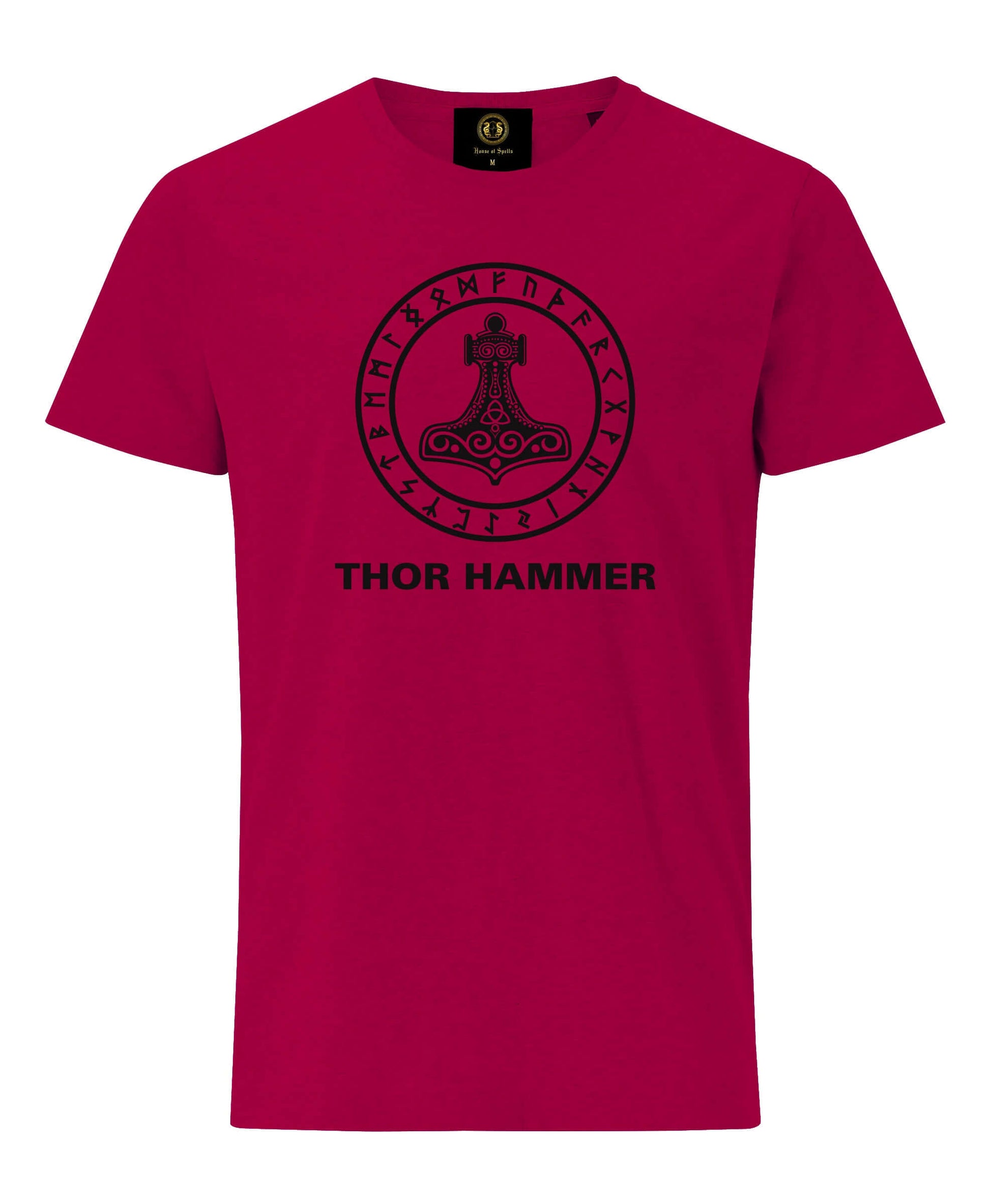 Thor Hammer Printed T-Shirt -Maroon | Viking gifts