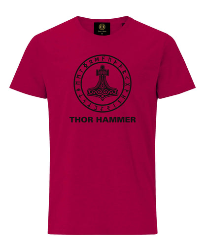 Thor Hammer Printed T-Shirt -Maroon | Viking gifts