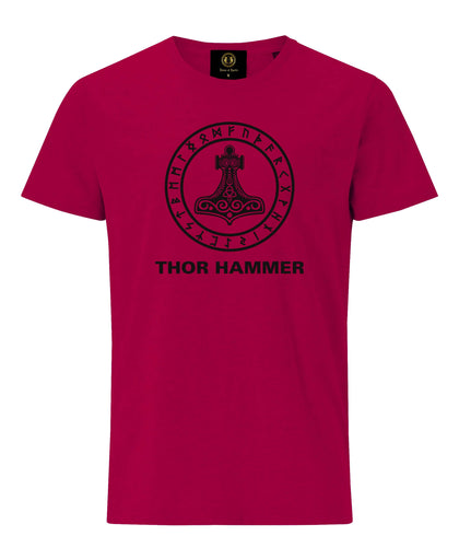 Thor Hammer Printed T-Shirt -Maroon | Viking gifts