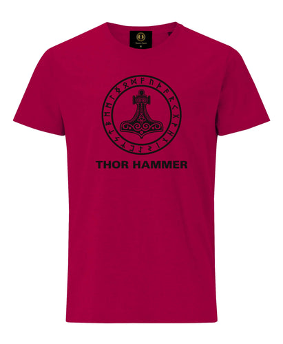 Thor Hammer Printed T-Shirt -Maroon