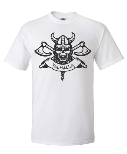 Valhalla with Skull T-Shirt- White | Viking costume