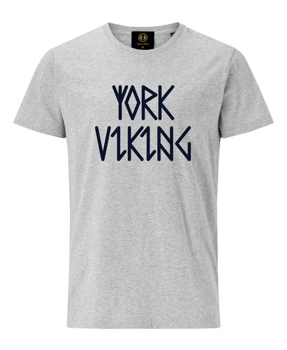 York Viking In Runes Printed T-Shirt- Grey