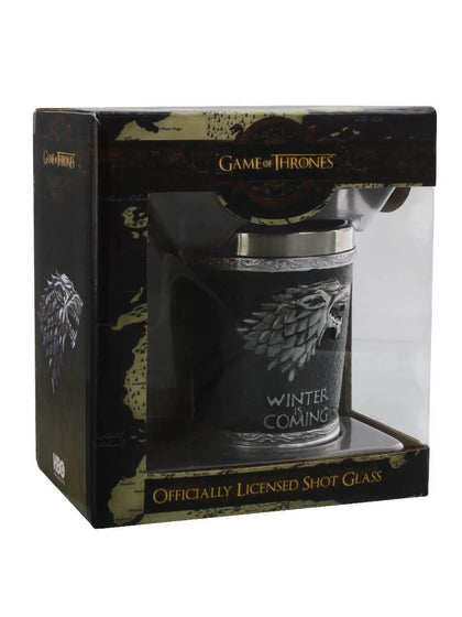 Official Game of Thrones Winter is Coming Shot Glass at the best quality and price at House Of Spells- Fandom Collectable Shop. Get Your Game of Thrones Winter is Coming Shot Glass now with 15% discount using code FANDOM at Checkout. www.houseofspells.co.uk.