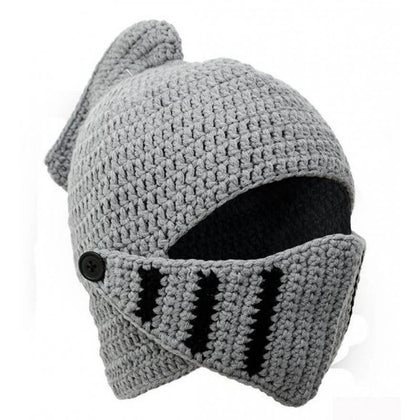 Knitted Knight Hat- Child/Grey | Viking helmet
